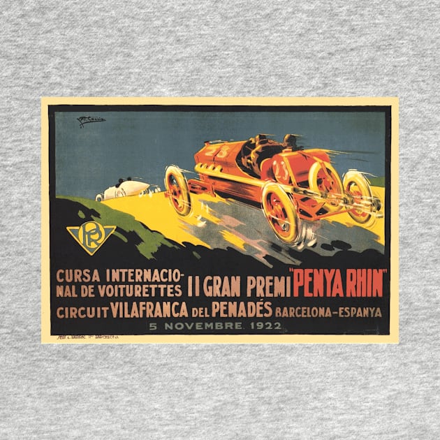 1922 Spanish Grand Prix Automobile Race, Barcelona - Vintage Poster Design by Naves